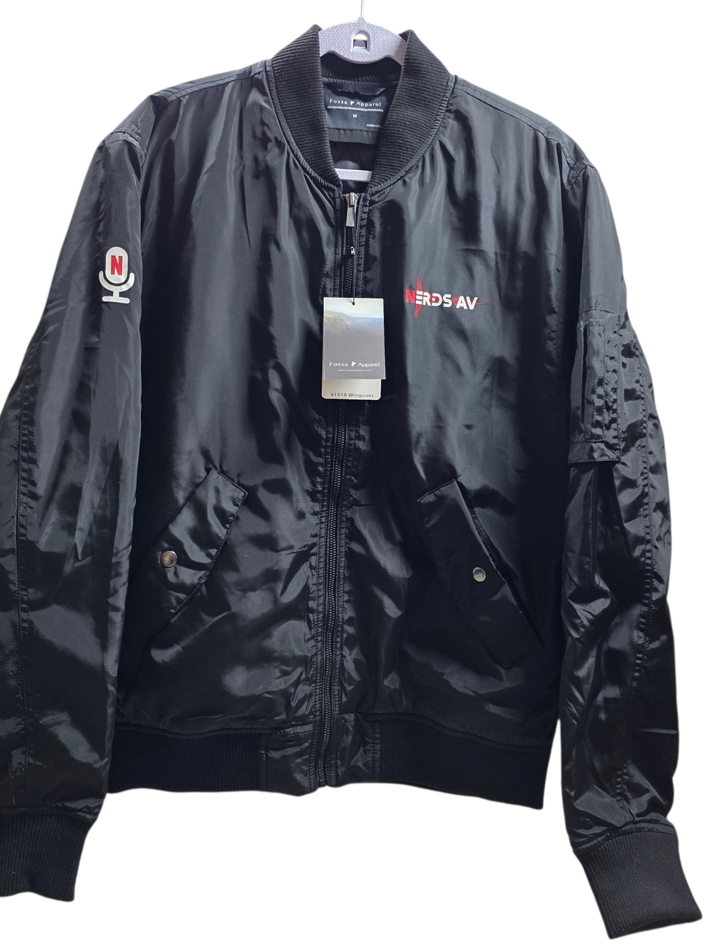 Fossa Apparel Black Bomber Jacket - Men's Lightweight Zip Jacket